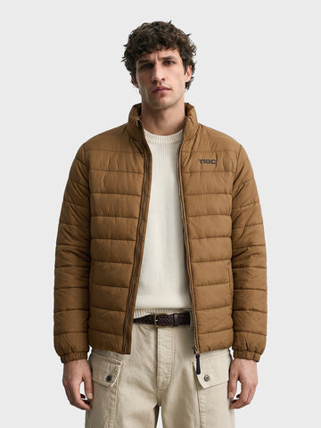Men's Khaki Regular Fit Solid Casual Jacket
