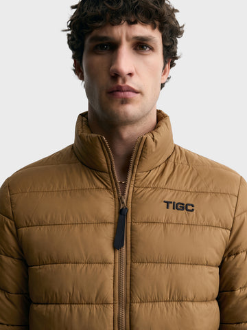 Men's Khaki Regular Fit Solid Casual Jacket