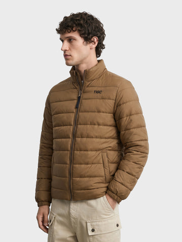 Men's Khaki Regular Fit Solid Casual Jacket