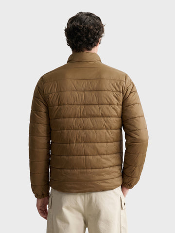 Men's Khaki Regular Fit Solid Casual Jacket