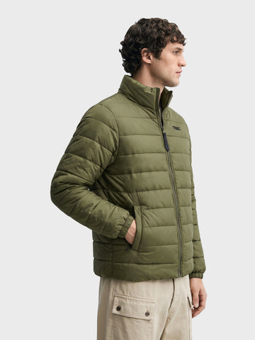 Men's Olive Regular Fit Solid Casual Jacket