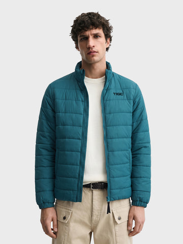 Men's Teal Regular Fit Solid Casual Jacket