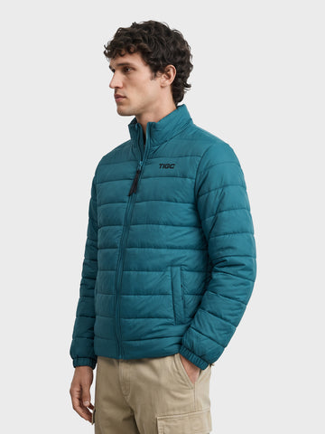 Men's Teal Regular Fit Solid Casual Jacket