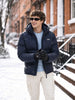 Men's Navy Blue Regular Fit Solid Casual Jacket