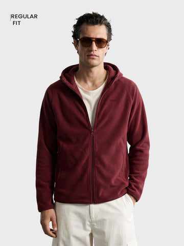 Men's Maroon Regular Fit Solid Casual Sweatshirt