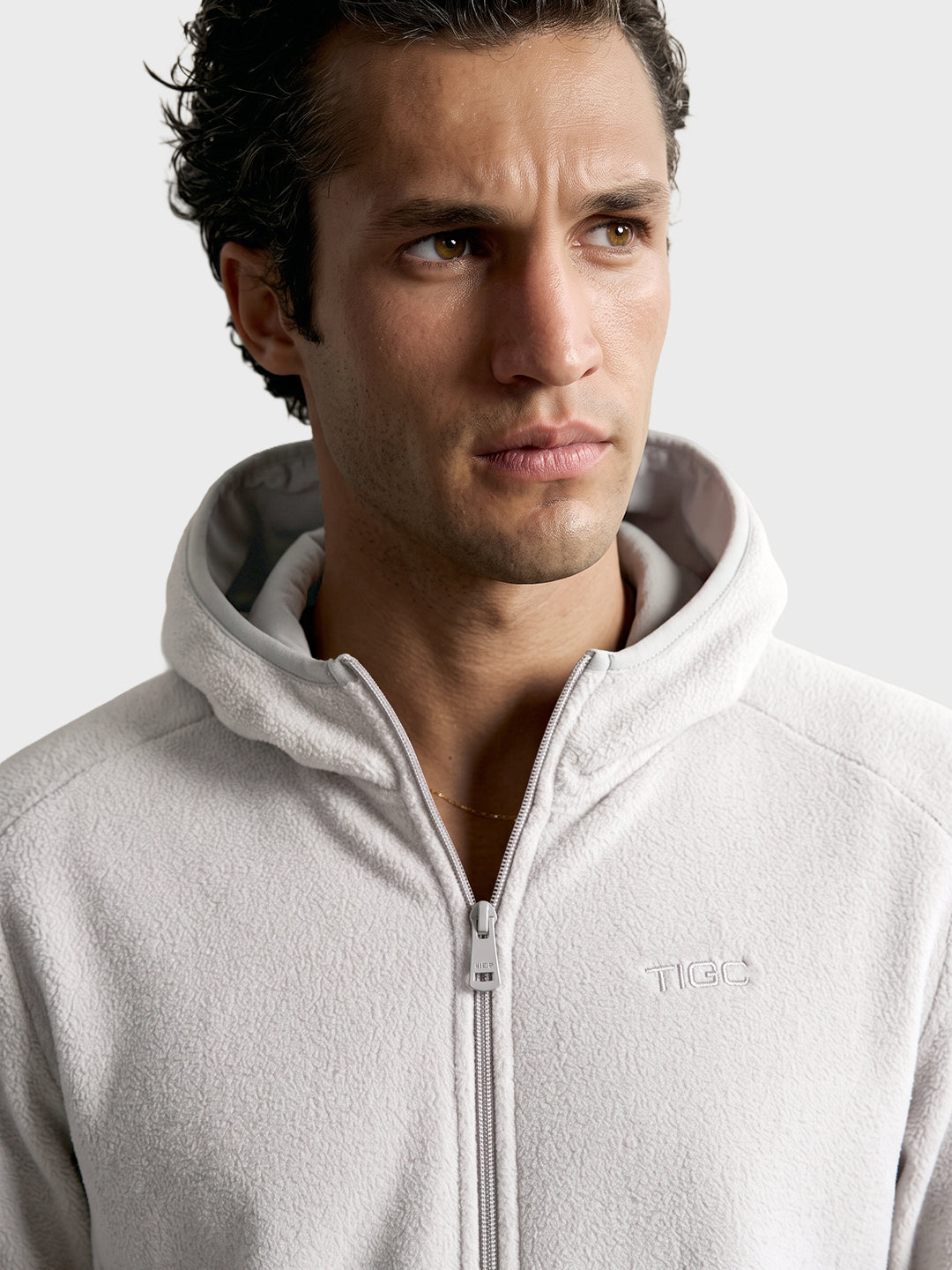 Men's Grey Regular Fit Solid Casual Hooded Sweatshirt with Zipper