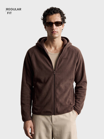 Men's Brown Regular Fit Solid Casual Sweatshirt