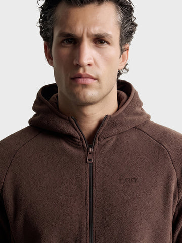 Men's Brown Regular Fit Solid Casual Sweatshirt