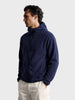 Men's Navy Blue Regular Fit Solid Casual Sweatshirt
