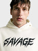 Men's Off White Relaxed Fit Printed Casual Sweatshirt