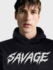 Men's Black Regular Fit Printed Casual Sweatshirt
