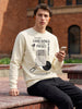 Men's Off White Relaxed Fit Printed Casual Sweatshirt