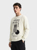 Men's Off White Relaxed Fit Printed Casual Sweatshirt