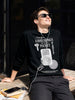 Men's Black Relaxed Fit Printed Casual Sweatshirt