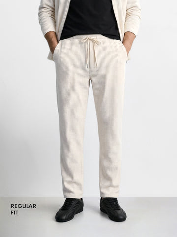 Men's White Regular Fit Solid Casual Sweatpants