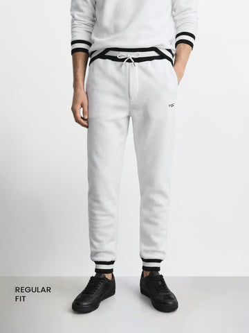 Men's White Regular Fit Solid Casual Sweat Pant