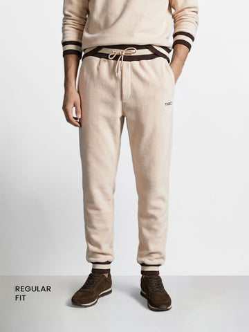 Men's Beige Regular Fit Solid Casual Sweat Pant