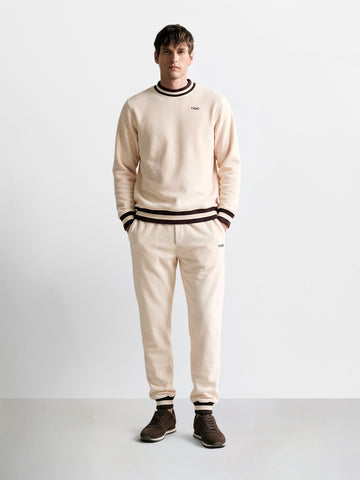 Men's Beige Regular Fit Solid Casual Sweat Pant
