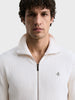 Men's Off White Regular Fit Solid Casual Sweatshirt