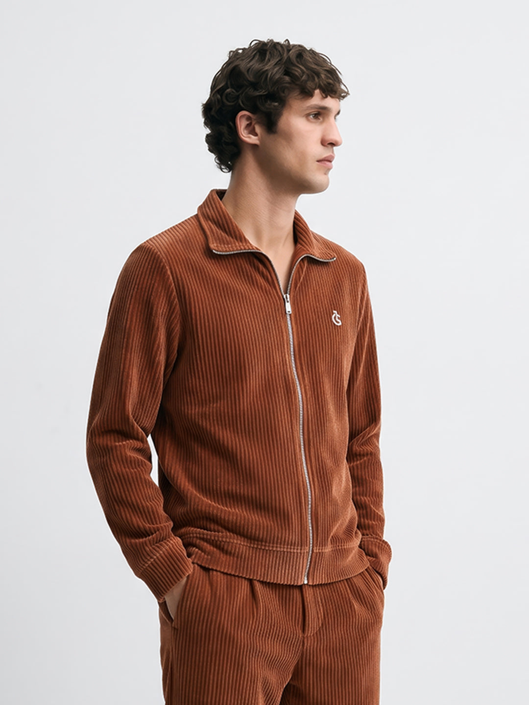 Men's Brown Regular Fit Solid Casual Sweatshirt