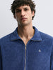 Men's Navy Blue Regular Fit Solid Casual Sweatshirt
