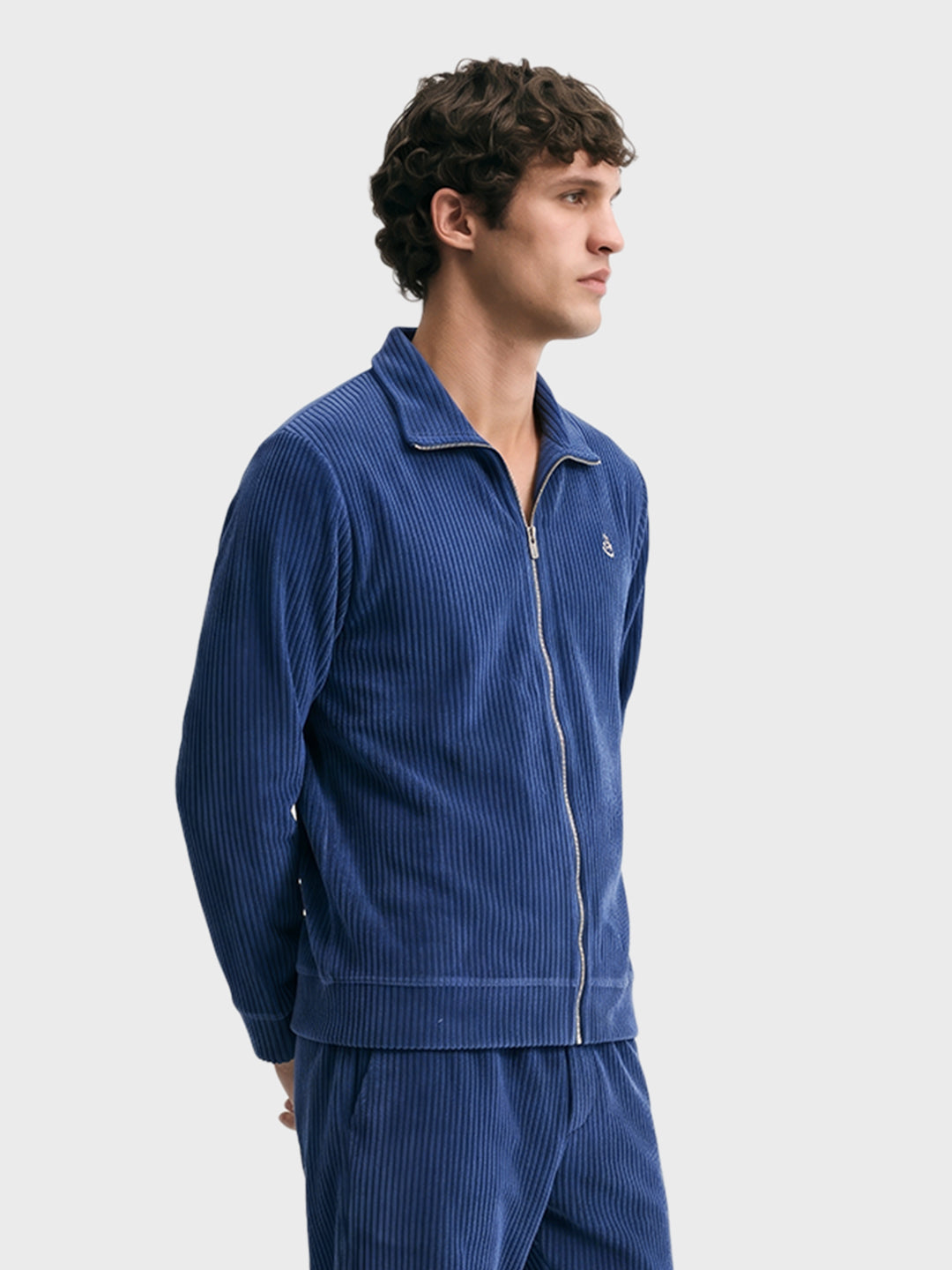 Men's Navy Blue Regular Fit Solid Casual Sweatshirt