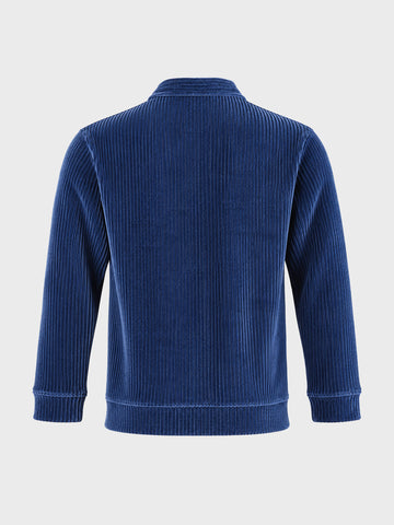 Men's Navy Blue Regular Fit Solid Casual Sweatshirt