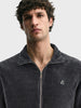 Men's Black Regular Fit Solid Casual Sweatshirt