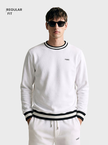 Men's White Regular Fit Solid Casual Sweatshirt