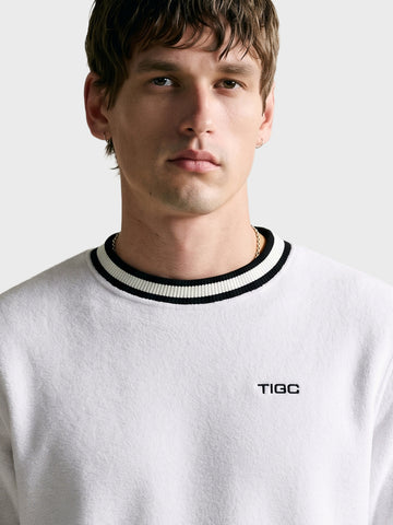 Men's White Regular Fit Solid Casual Sweatshirt