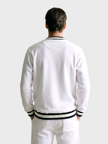 Men's White Regular Fit Solid Casual Sweatshirt