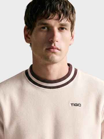 Men's Beige Regular Fit Solid Casual Sweatshirt