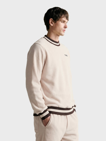 Men's Beige Regular Fit Solid Casual Sweatshirt