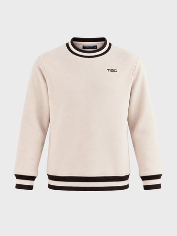 Men's Beige Regular Fit Solid Casual Sweatshirt