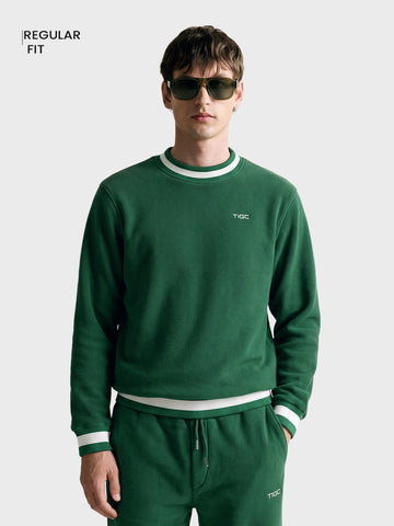 Men's Green Regular Fit Solid Casual Sweatshirt