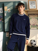 Men's Navy Blue Regular Fit Solid Casual Sweatshirt