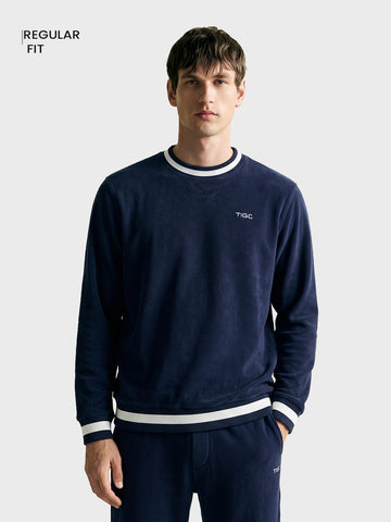 Men's Navy Blue Regular Fit Solid Casual Sweatshirt