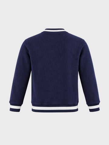 Men's Navy Blue Regular Fit Solid Casual Sweatshirt