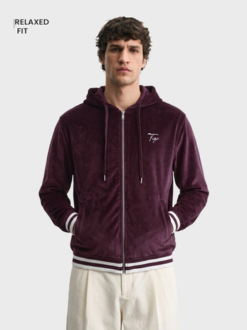 Men's Maroon Relaxed Fit Solid Casual Sweatshirt