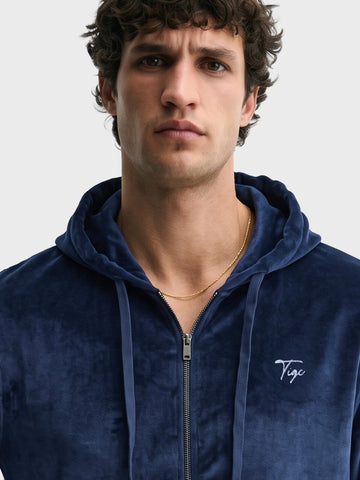 Men's Navy Blue Relaxed Fit Solid Casual Sweatshirt