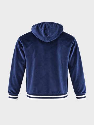 Men's Navy Blue Relaxed Fit Solid Casual Sweatshirt