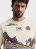 Men's Off White Regular Fit Graphic Printed Casual Sweatshirt