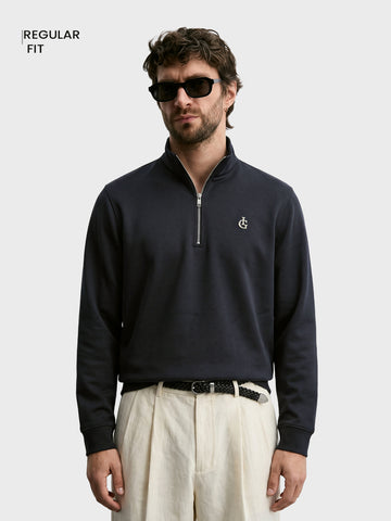 Men's Black Regular Fit Solid Casual Sweatshirt