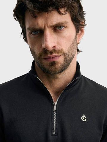 Men's Black Regular Fit Solid Casual Sweatshirt