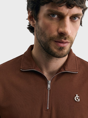 Men's Brown Regular Fit Solid Casual Sweatshirt