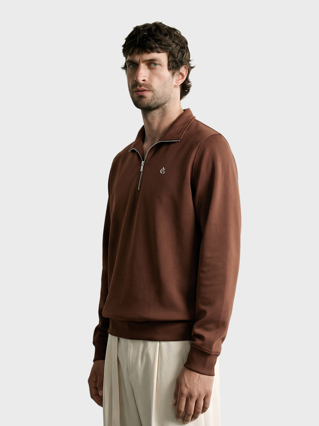 Men's Brown Regular Fit Solid Casual Sweatshirt