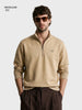 Men's Beige Regular Fit Solid Casual Sweatshirt
