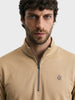 Men's Beige Regular Fit Solid Casual Sweatshirt