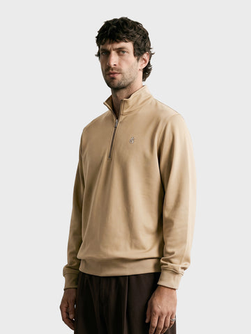 Men's Beige Regular Fit Solid Casual Sweatshirt