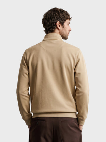 Men's Beige Regular Fit Solid Casual Sweatshirt